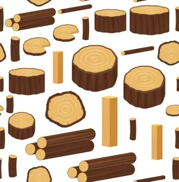 Seamless vector pattern with wood logs, trunks and planks. Background for for 스톡 일러스트