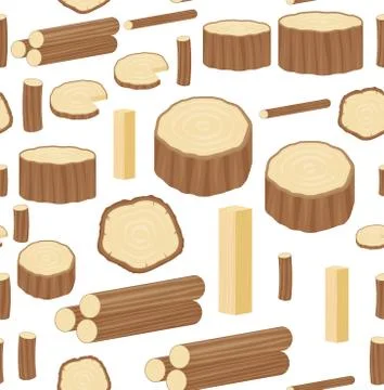 Seamless vector pattern with wood logs, trunks and planks. Background for for Illustrazione stock