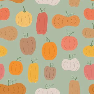 Seamless vector pattern for wrap, autumn card, harvest festivals banner. Cartoon Stock Illustration