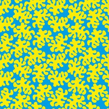 Seamless vector pattern with yellow shapes on blue Stock-Illustration