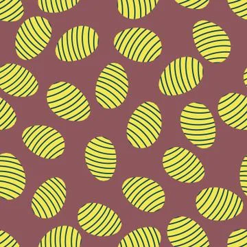 Seamless vector pattern with yellow striped easter eggs Illustrazione stock