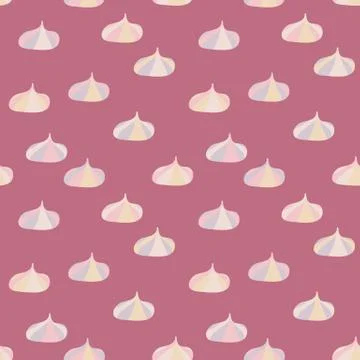 Seamless vector pattern with yummy meringues on a pink background Illustrazione stock