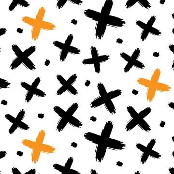 Seamless vector pattern.Abstract brush drawn pattern, print with hipster X... Stockillustratie
