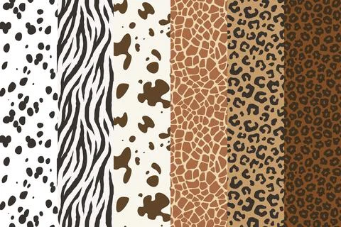 A seamless vector patterns of animal skin print textures in natural tones イラスト素材