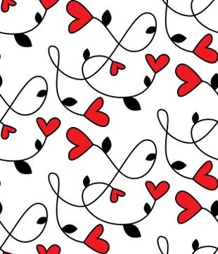 Seamless Vector Patterns Branches With Heart Illustrazione stock