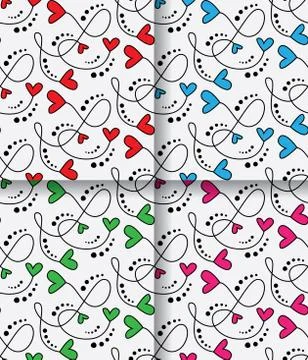 Seamless Vector Patterns Branches With Hearts Stock Illustration