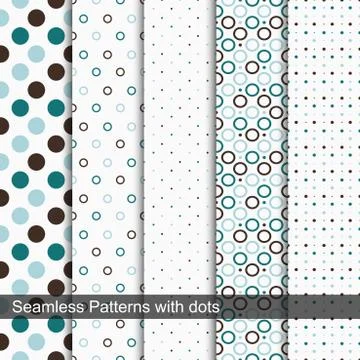 Seamless vector patterns with circles and dots. Stock Illustration