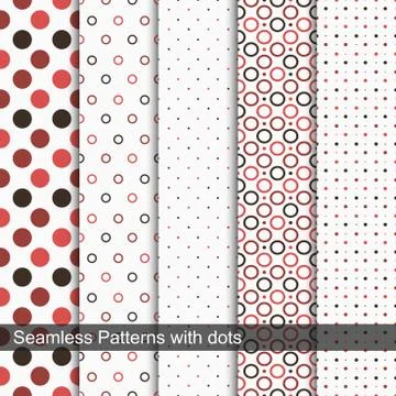 Seamless vector patterns with circles and dots. Stock Illustration