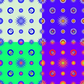 Seamless vector patterns of geometric shapes Stock Illustration
