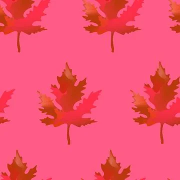 Seamless vector pink pattern with maple leaves Illustrazione stock