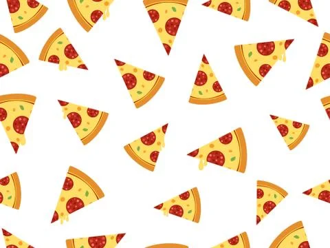 Seamless vector pizza slice isolated on white background Stock Illustration