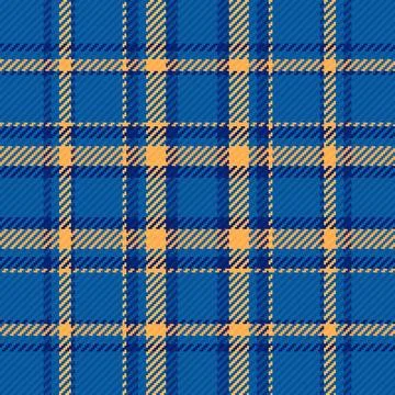 A seamless vector plaid pattern featuring vibrant blue and warm yellow tones. Stock Illustration