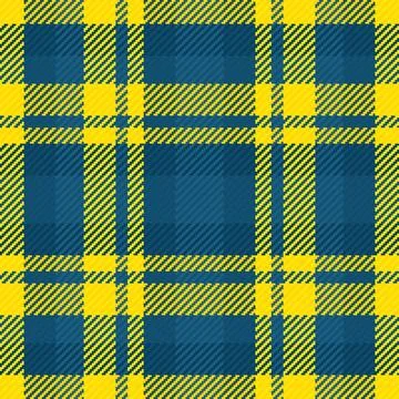 Seamless vector plaid pattern featuring a vibrant yellow and deep blue diagon Stock Illustration