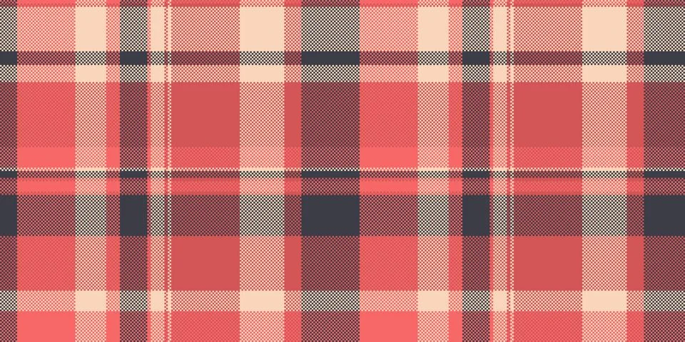 Seamless vector plaid pattern featuring a stylish tartan check design in red, Stock Illustration