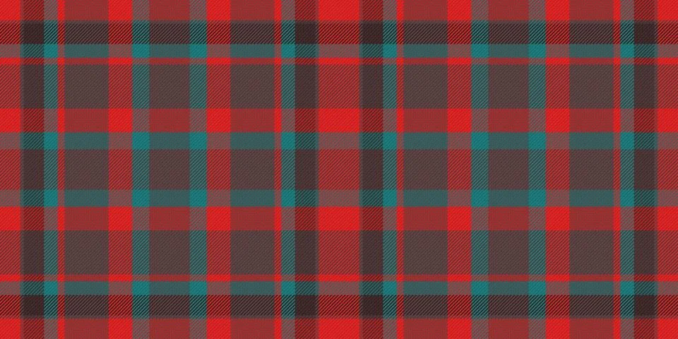 A seamless vector plaid pattern featuring vibrant red and teal stripes on a d 库存插图