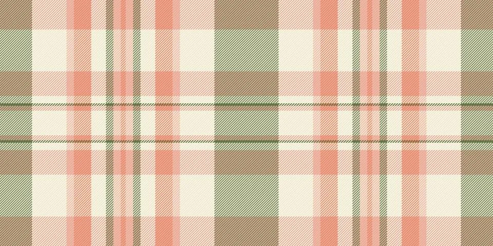 Seamless vector plaid pattern featuring a soft, pastel color palette of peach Stock Illustration