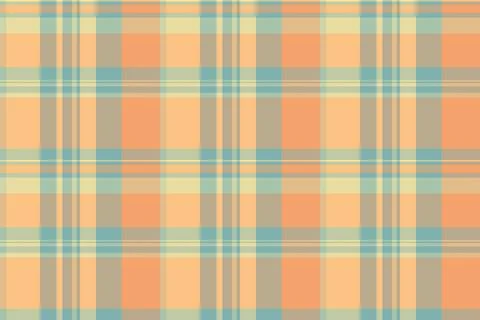 Seamless vector plaid pattern in soft pastel orange and teal. This classic, v Stock Illustration