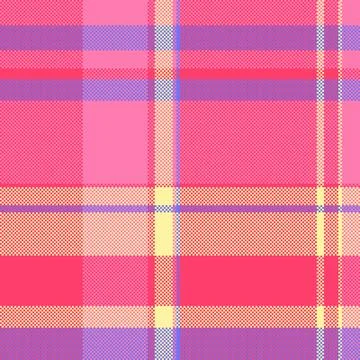 Seamless vector plaid pattern in vibrant pink, purple, and yellow. This texti 库存插图