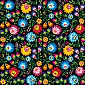 Seamless vector Polish folk art floral pattern - Wzory Lowickie, Wycinanki Stock Illustration