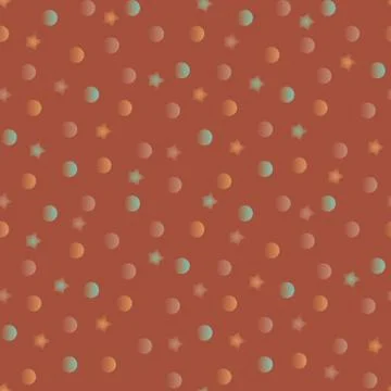Seamless vector polka dot pattern with circles and stars Stock Illustration