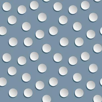 Seamless vector polka dot pattern with papercut snowballs in cold calm colors Stock Illustration