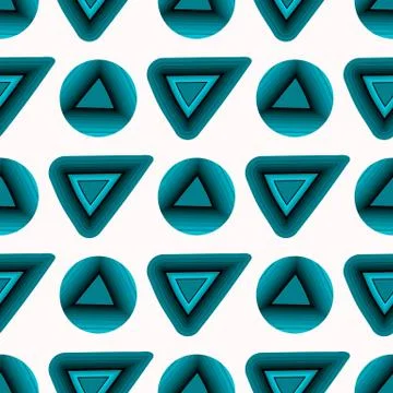 Seamless vector polka dot turquoise blue geometric shape pattern. Mid century Stock Illustration