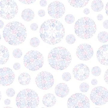 Seamless vector polka dots pattern with snowflakes texture 스톡 일러스트