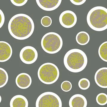 Seamless vector polka dots pattern with botanical motifs Illustrazione stock