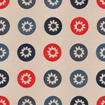 Seamless vector polka dots textured pattern with floral shapes Illustrazione stock