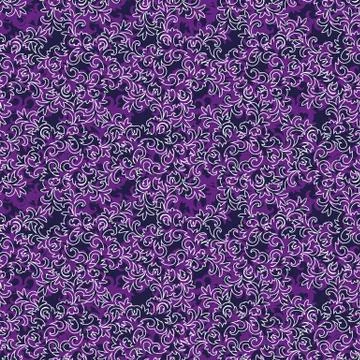 Seamless vector purple damask pattern with botanical ornament Stock Illustration