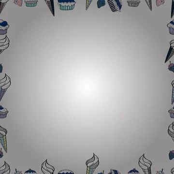 Seamless. Vector. Quadratic frames doodles. Picture in neutral, black and white 스톡 일러스트