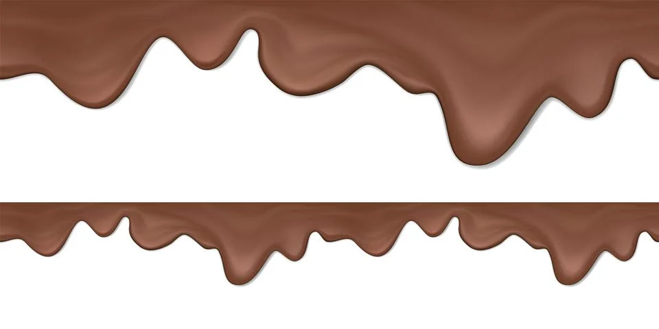 Seamless vector realistic horizontal border melted untempered milk or dark 스톡 일러스트