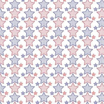 Seamless vector red and blue star pattern background Stock Illustration