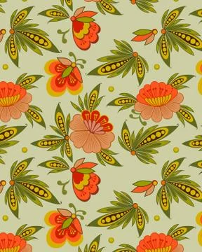 Seamless vector red flowers Stock Illustration