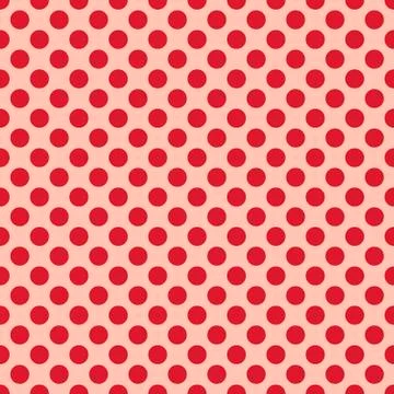 Seamless vector red polka dots pattern on pink background Stock Illustration