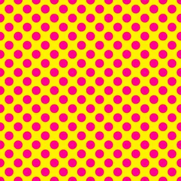 Seamless vector red polka dots pattern on light yellow background Stock Illustration