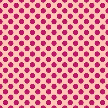 Seamless vector red polka dots pattern on pink background Stock Illustration