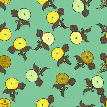 Seamless vector repeatable pattern with isolated golden flowers scattered in Stock Illustration