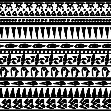 Seamless vector retro striped egyptian pattern theme with ethnic and tribal Illustrazione stock