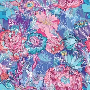 Seamless vector romantic elegant tropical floral texture Stock Illustration