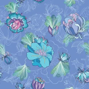 Seamless vector romantic elegant tropical floral texture Stock Illustration