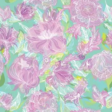 Seamless vector romantic elegant tropical floral texture Stock Illustration