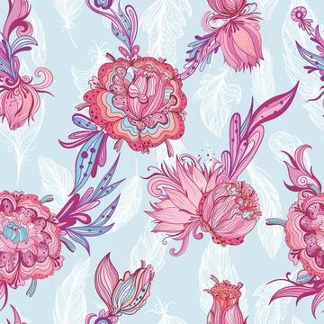 Seamless vector romantic elegant tropical floral texture Stock Illustration