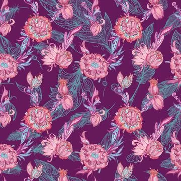 Seamless vector romantic elegant tropical floral texture Stock Illustration
