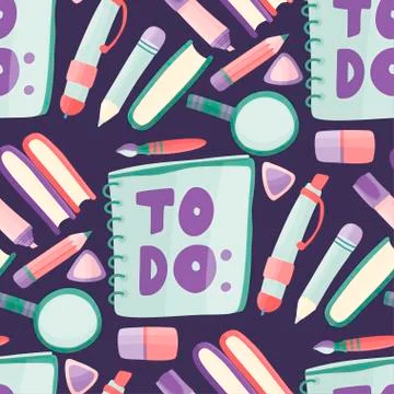 Seamless vector school pattern in a flat style. Stock Illustration