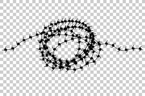 Seamless Vector Silhouette Curl Barbed Wire, at transparent effect background Stock Illustration