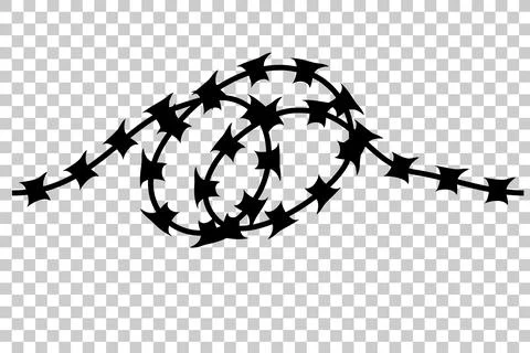 Seamless Vector Silhouette Curl Barbed Wire, at transparent effect background Stock Illustration
