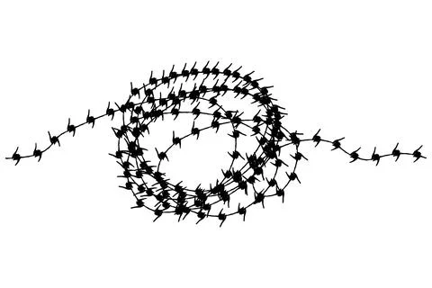Seamless Vector Silhouette Curl Barbed Wire Stock Illustration