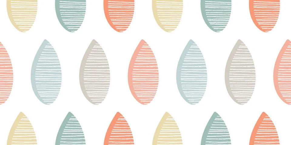Seamless vector sketch pattern. Leaves with lines on white background Stock Illustration