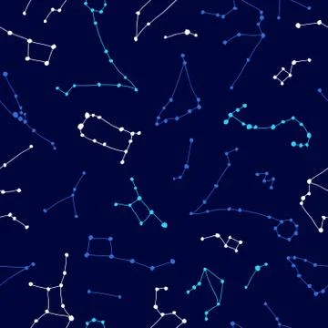 Seamless vector space pattern of different constellations Stock Illustration
